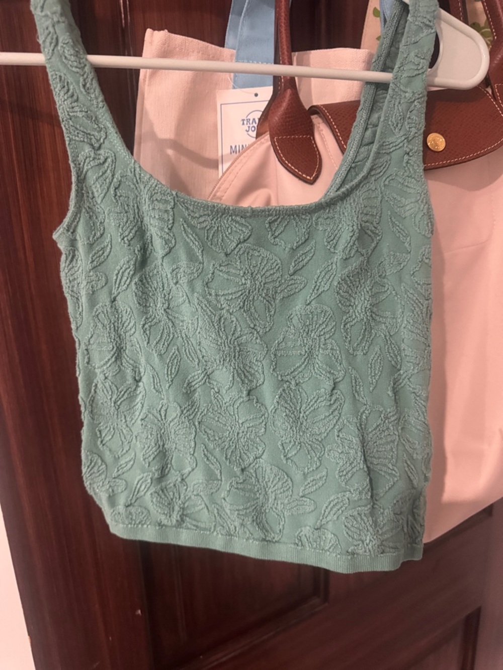 Anthropologie Mint Green Floral Textured Tank